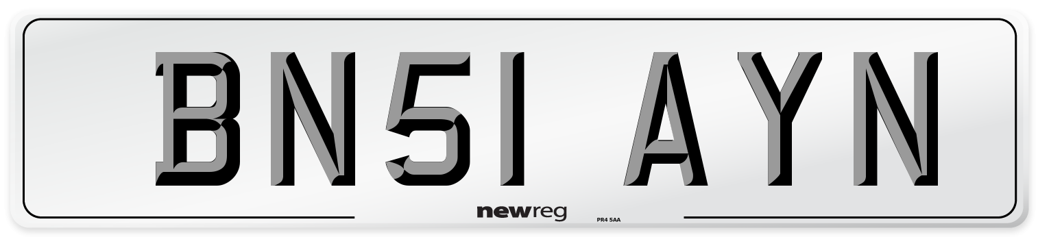 BN51 AYN Number Plate from New Reg